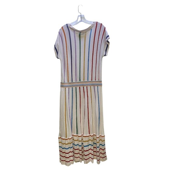 Marella Multicolored Striped Knit Dress V-Neckline Short Sleeves 2X - Picture 3 of 5